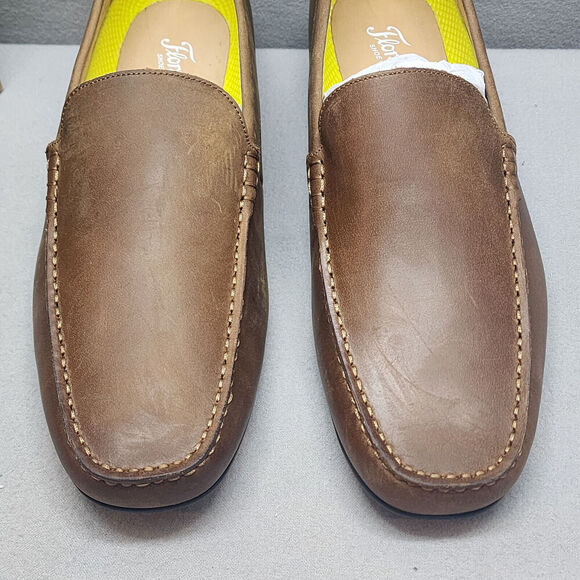 Florsheim Brown Motor Leather and Suede Moc Toe Venetian Driver Shoes Sz 10M NEW - Picture 3 of 8